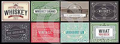 Mega set of 8 vintage labels. Vector layered Vector Illustration