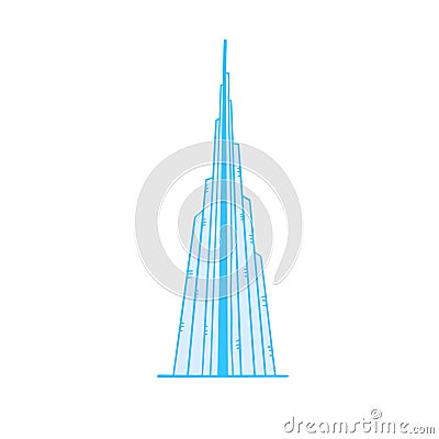 Mega tall skyscraper, iconic freehand image Vector Illustration
