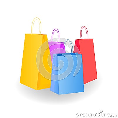 Mega variation. A collection of colorful empty bags is isolated in white. Vector illustrations Vector Illustration