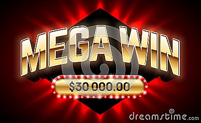 Mega Win banner Vector Illustration