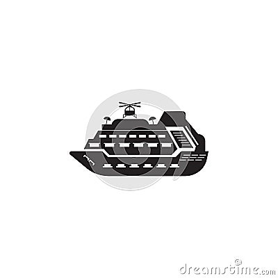 mega yacht with a helicopter icon. Element of ship illustration. Premium quality graphic design icon. Signs and symbols collection Cartoon Illustration