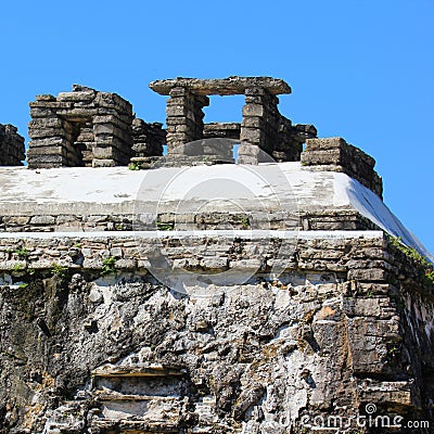 Megalith in Palenque, Mexico. Stock Photo