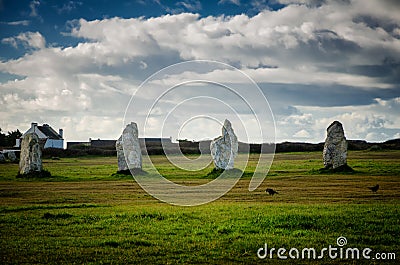 The megalithic alignments of Lagatjar, Camaret sur mer, Brittany, France Stock Photo