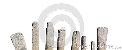 A megalithic sites consisting of stone alignments isolated on white background Stock Photo