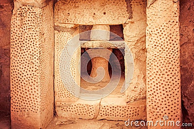 Megalitic temple complex - Hagar Qim in Malta Stock Photo