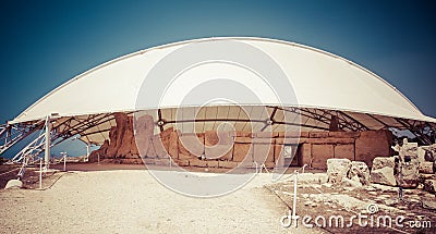 Megalitic temple complex - Hagar Qim in Malta Stock Photo