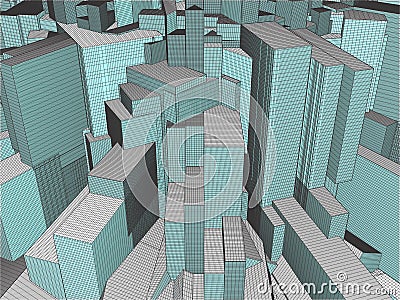 Megalopolis City Of Skyscrapers Vector Illustration
