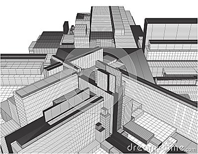 Megalopolis City Of Skyscrapers Vector Vector Illustration