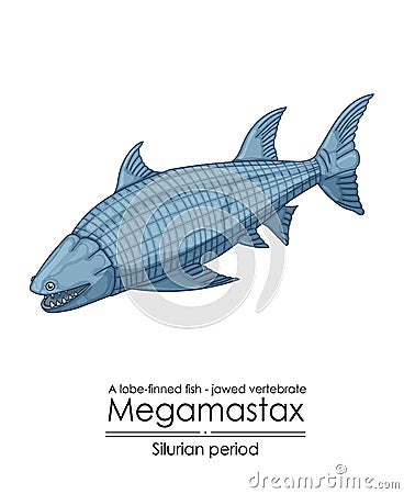 Megamastax, a Silurian period largest jawed vertebrate Vector Illustration