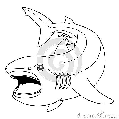 Megamouth Shark Isolated Coloring Page for Kids Vector Illustration