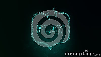 Megaphone banner with speech bubble and text play. Plexus style of green glowing dots and lines. Abstract illustration Cartoon Illustration