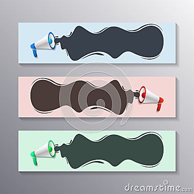 Megaphone with bubble speech banner template, Corporate layout background design web header or footer Stock Photo