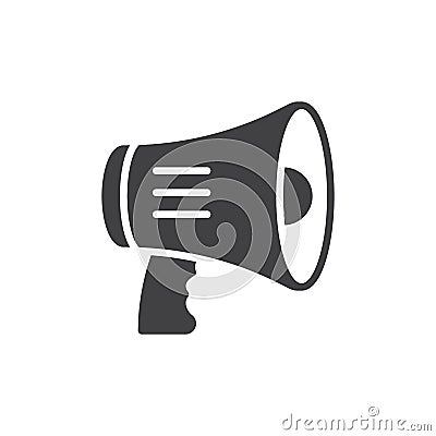 Megaphone, bullhorn icon vector, filled flat sign, solid pictogram isolated on white. Vector Illustration