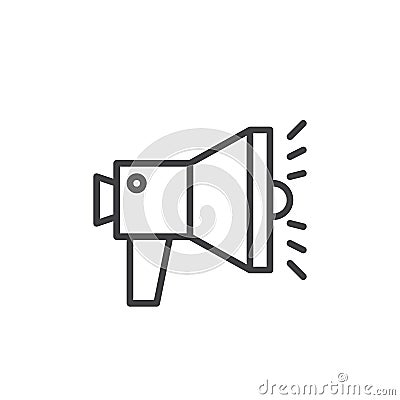 Megaphone, bullhorn line icon, outline vector sign, linear style pictogram isolated on white. Vector Illustration