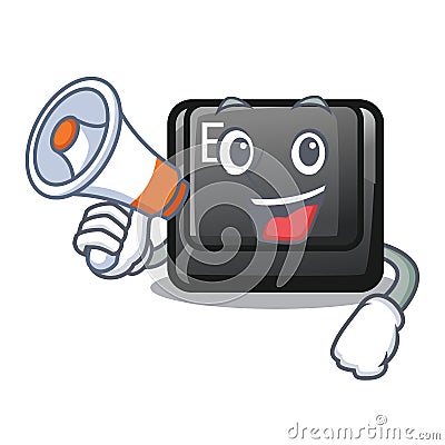 With megaphone button E isolated with the character Vector Illustration