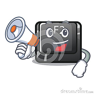 With megaphone button f2 in the shape character Vector Illustration