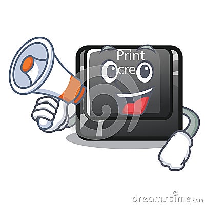 With megaphone button print screen the computer character Vector Illustration