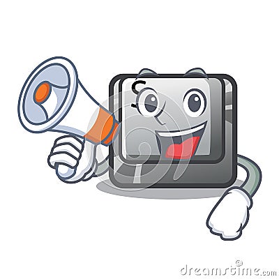 With megaphone button S in the cartoon shape Vector Illustration