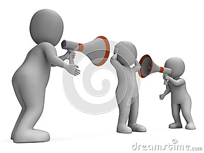 Megaphone Characters Show Attention Explaining Announce And Bull Stock Photo