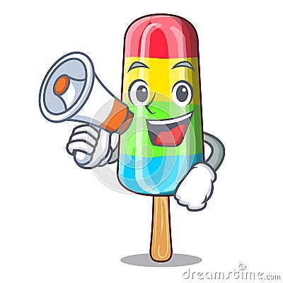 With megaphone colorful ice cream sticks on cartoon Vector Illustration