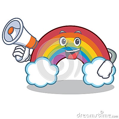 With megaphone colorful rainbow character cartoon Vector Illustration