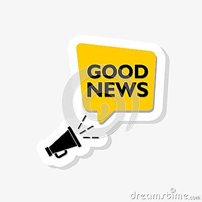 Megaphone with Good news icon sticker Vector Illustration