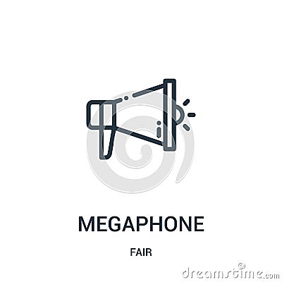 megaphone icon vector from fair collection. Thin line megaphone outline icon vector illustration. Linear symbol for use on web and Vector Illustration