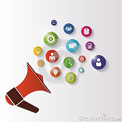 Megaphone. Illustration of business icons. Vector Vector Illustration