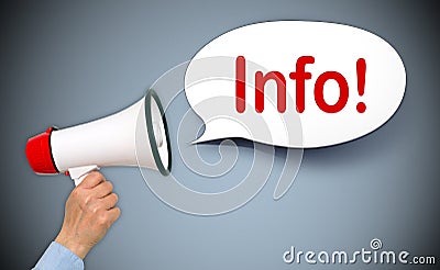 Megaphone and Info Speech Balloon Stock Photo