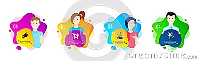 Megaphone, Loan percent and Innovation icons set. Idea sign. Brand advertisement, Shopping cart, Crowdfunding. Vector Vector Illustration