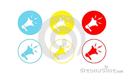 Megaphone or loudspeaker icons set in modern colour design concept on isolated white background. EPS 10 vector Vector Illustration