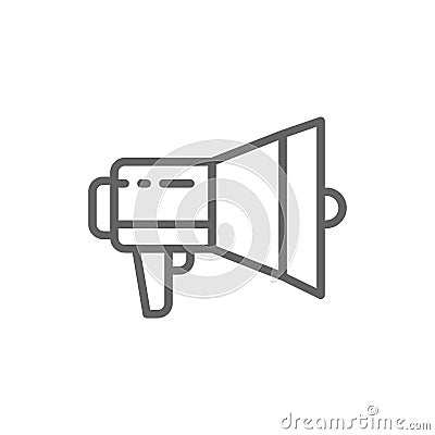 Megaphone, loudspeaker line icon. Isolated on white background Vector Illustration