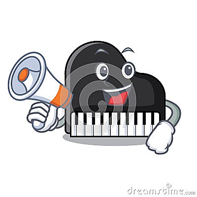 With megaphone piano character cartoon style Vector Illustration