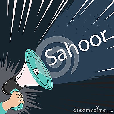 Megaphone speaker alert for sahoor or sahur sketch drawing Vector Illustration