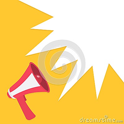 Megaphone, speaker, loudspeaker round icon. Vector Illustration