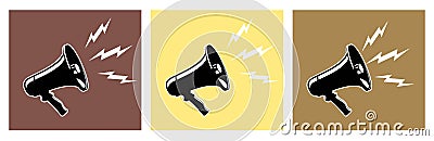 Cheer Megaphone Loud Speaker Bullhorn Vector Icon Template. Art. Pop art Vector Illustration