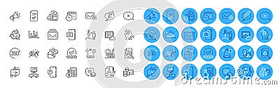 Megaphone, Voicemail and 360 degrees line icons pack. For web app. Color icon buttons. Vector Vector Illustration