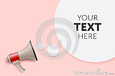 Megaphone white bubble for social media marketing concept. Place your text here. Vector announce for marketing. Vector Illustration