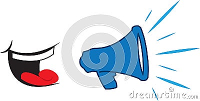 Megaphone Yelling Mouth Vector Illustration