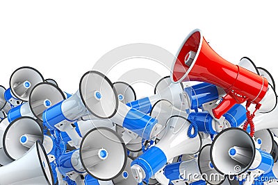 Megaphones. Promotion and advertising, digital marketing or social network. Leader of protest or revolution concept. Cartoon Illustration