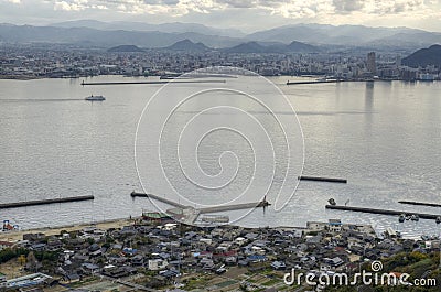 Megijima and Takamatsu ports, Inland Sea, Japan Stock Photo