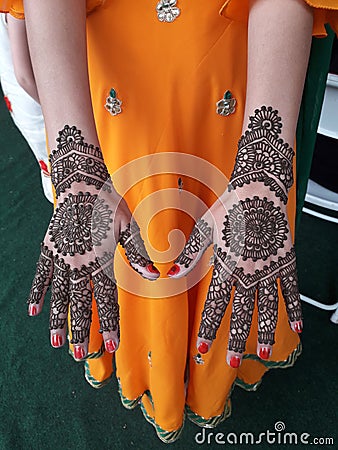 Mehandi, the traditional art of Punjab Stock Photo