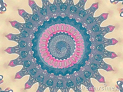 Mehendi colorful watercolor kaleidoscope circular background with stars Stock Photo