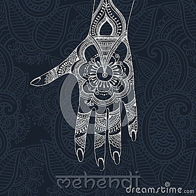 Mehendi drawing on woman`s hand Stock Photo