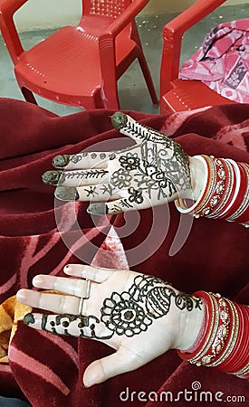 Mehndi designs beautiful hand self create mehndi design Editorial Stock Photo