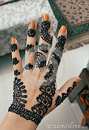 Mehndi designs heena eid Fashion Stock Photo