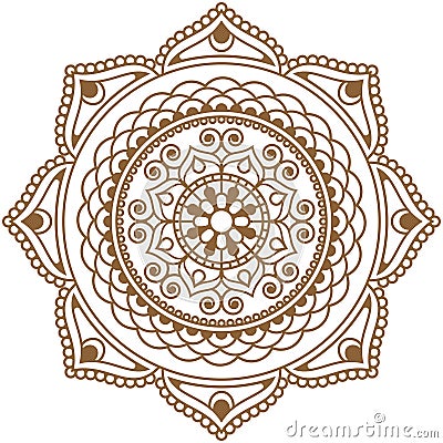 Mehndi henna brown Indian element flower mandala for tatoo or card Vector Illustration