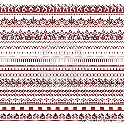 Mehndi henna tattoo borders Vector Illustration