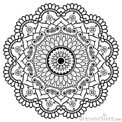 Mehndi Indian henna floral element mandala for tatoo or card. Vector Illustration
