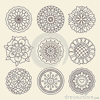 Mehndi indian henna tattoo flowers Vector Illustration